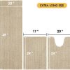 global sourcing accumtek upgrade extra large beige bathroom rug set 3 pieces ultra soft, thick absorbent bath mats, non slip chenille toilet mat for bathroom, bedroom, kitchen oem/odm services