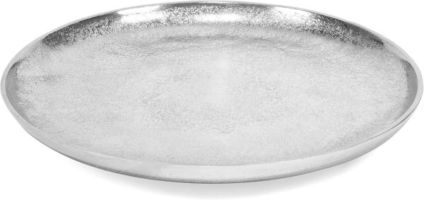 wholesale direct red co. 13” decorative round textured aluminum cake display centerpiece tray in distressed silver finish bulk purchase at factory prices
