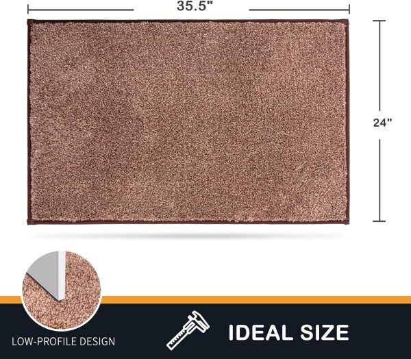 manufacturer direct purrugs dirt trapper door mat 24" x 35.5", non-slip machine washable entry rug, shoe scraper, dog door mat, super absorbent welcome mat for front & back door, muddy shoes & paws, brown-light cream trade price