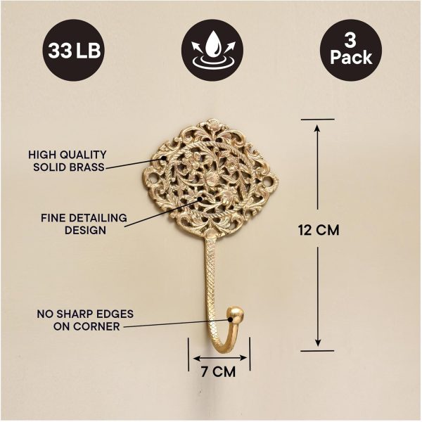 competitive pricing indian shelf 3 boho wall hooks decorative wall hooks brass wall hooks shabby chic key hooks holder coat rack wall mount gold wall hooks vintage wall hooks coat hooks for hanging coats gold hooks one-stop wholesale