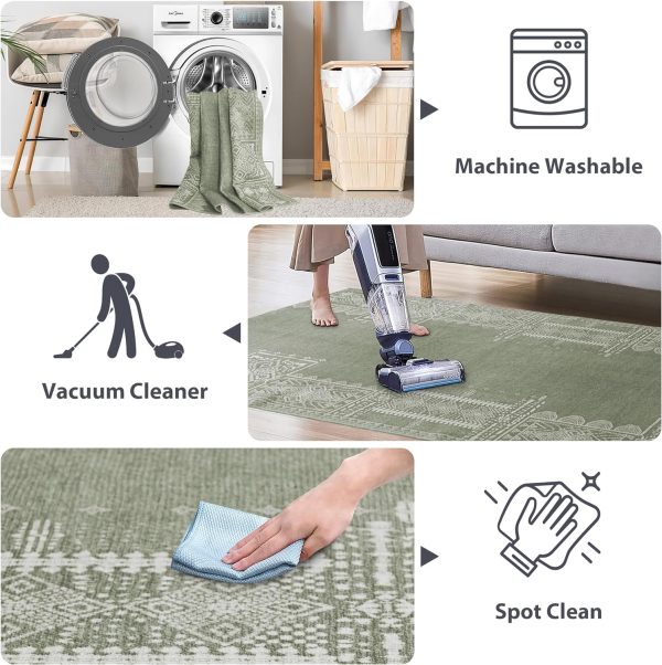 global sourcing nicetown sage green rug 2x3 rugs entryway small rug washable christmas rug thin geometric area rug with rubber backing - 2x3 boho non-slip foyer carpet for kitchen laundry bathroom bedroom, sage green oem/odm services