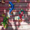 factory direct metal lizards outdoor decor metal gecko wall decoration geico lizard 13.5 * 8.5 inch 3 pack set suitable for hanging in yard or fence volume discount
