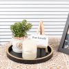 wholesale direct bathroom counter tray wooden decorative tray round perfume tray kitchen soap organizer vanity storage for candle, sink, home decor, 9 inch, black bulk purchase at factory prices