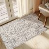 global sourcing entryway rug - 2'x3' boho soft low pile washable area rug, non-slip small rugs indoor for front door entrance kitchen bathroom, vintage carpet stain resistance (black, 2x3ft) oem/odm services