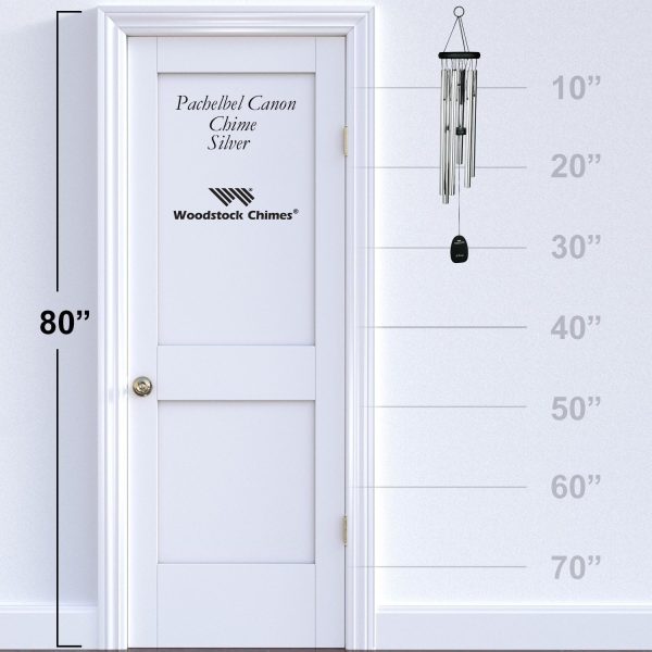 producer to buyer woodstock wind chimes pachelbel's canon in d, silver aluminum tubes, medium 32 - inch, deep toned windchime for outdoor decor for garden, patio, porch discounted pricing