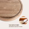 wholesale direct round decorative tray wood bathroom counter organizer farmhouse kitchen decor wooden riser for soap dish, perfume, candle, sponge, 10" - brown bulk purchase at factory prices