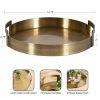 wholesale direct kate and laurel myo transitional metal round tray, 15 x 15, brass, modern glam circular decorative serving tray with handles for storage, display, and decor bulk purchase at factory prices