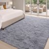 global sourcing soft grey rugs for bedroom living room, 4x6 feet modern indoor fuzzy shaggy area rug, non-slip fluffy furry rug for nursery kids room dorm room home decor, high pile plush floor carpet oem/odm services