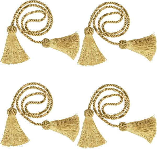 bulk purchase 4 pack curtain tiebacks window curtain tiebacks decorative tassels curtain tiebacks gold curtain tiebacks rope with tassels for home window curtain office decoration(gold) factory discount
