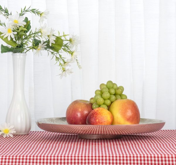wholesale direct red co. 13” decorative round textured aluminum cake display centerpiece tray in distressed silver finish bulk purchase at factory prices