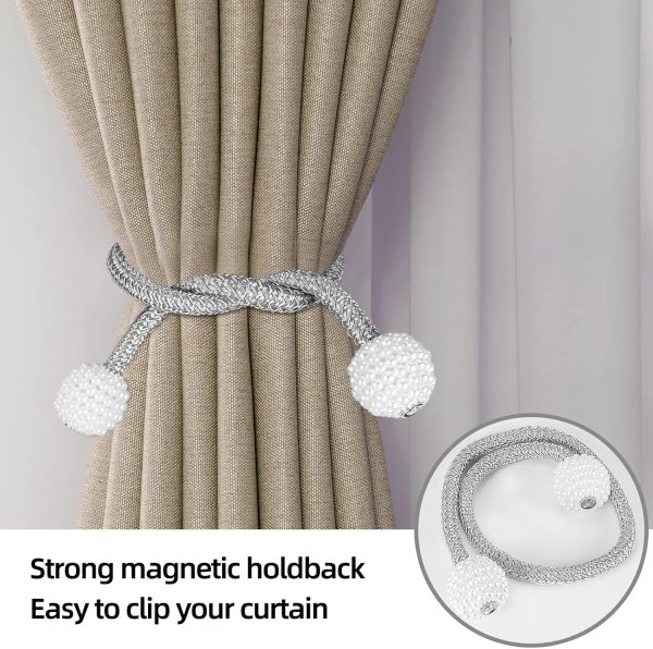 bulk purchase 8 pack magnetic curtain tie backs with pearls,modern curtain holdbacks strap,decoration for kindergarten,outside and inside drapes factory discount