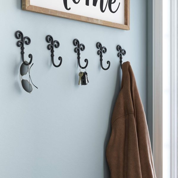 competitive pricing franklin brass curlique (5-pack) single wall hooks 1-prong coat/hat matte black hooks for hanging wall mount hanger clothes, purse, bag, towel organization decorative wall hooks curl5pk-fb-r one-stop wholesale