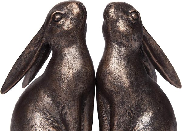 supplier direct creative co-op decorative resin rabbit bookends, bronze, set of 2 wholesale prices