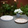 wholesale direct hanobe decorative serving tray round: farmhouse coffee table tray for ottoman boho wooden centerpiece rustic white washed mandala home decor living dining room kitchen counter display bulk purchase at factory prices