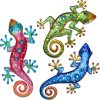 factory direct metal lizards outdoor decor metal gecko wall decoration geico lizard 13.5 * 8.5 inch 3 pack set suitable for hanging in yard or fence volume discount