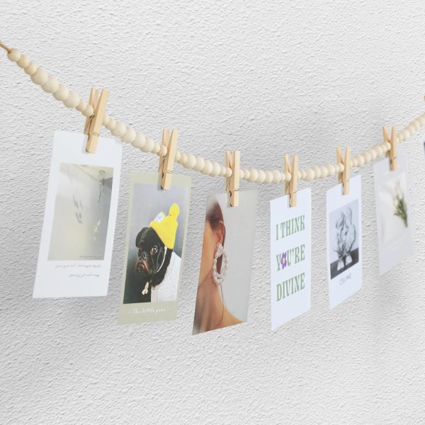 bulk purchase hanging photo display wall decor, 2pcs boho wooden bead garland collage picture frame with 9 wood clips for bedroom, living room, office, dorm decor, photos holder teen girl gifts trade price