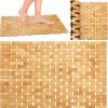 manufacturer direct 2 pcs bamboo shower mat wood bath mat bathroom bamboo rug non slip waterproof wooden shower mat with nonskid silicone pads for bathroom floor spa bathtub kitchen(24 x 16 inches) trade price