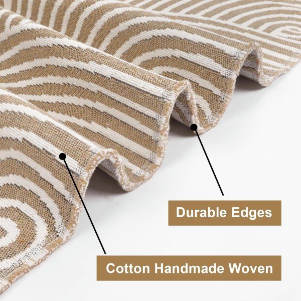 global sourcing tiffasea cotton reversible area rug, 2’x3', tan, machine washable, indoor outdoor, modern geometric pattern, perfect for high-traffic areas oem/odm services