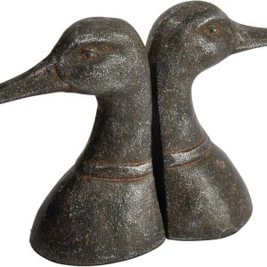 supplier direct creative co-op decorative distressed cast metal duck head bookends, black, set of 2 wholesale prices