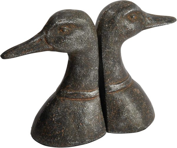 supplier direct creative co-op decorative distressed cast metal duck head bookends, black, set of 2 wholesale prices