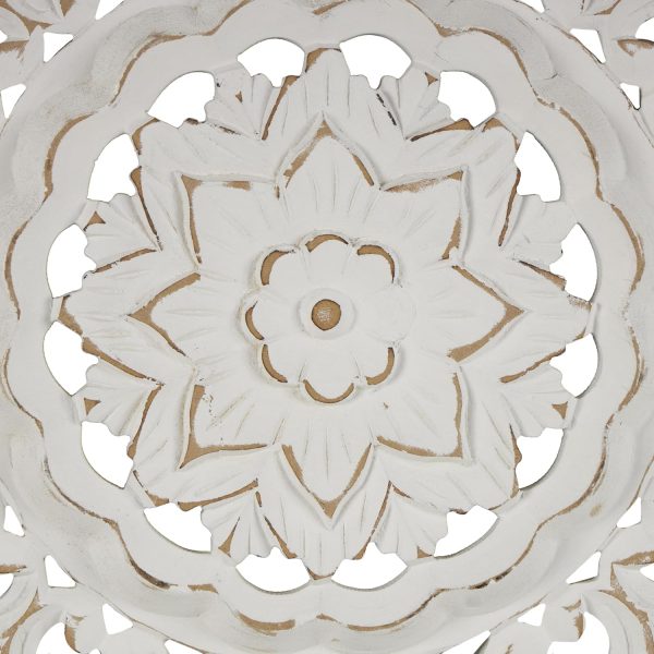bulk purchase deco 79 wood floral handmade home wall decor intricately carved mandala wall sculpture, wall art 35" x 2" x 35", white trade price