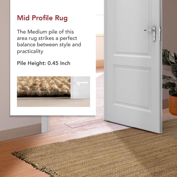manufacturer direct nuloom 3x5 daniela jute tassel hand woven area rug, natural, solid chunky farmhouse design, natural fiber, for bedroom, dining room, living room, hallway, office, entryway trade price
