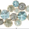 factory direct deco 79 metal plate home wall decor 3d overlapping discs wall sculpture, wall art 50" x 3" x 25", multi colored volume discount