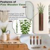 bulk purchase 4 pack wood wall planter with artificial eucalyptus, modern wall decor for living room bedroom bathroom entryway, farmhouse boho wall vases for dried flowers and faux plants trade price