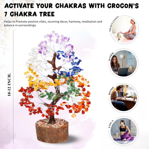 dropship from factory crocon seven chakra gemstone tree feng shui figurine money bonsai good luck reiki healing crystals balancing decoration ornament sculpture wealth prosperity table room decor gift size 10-12" mass production supply
