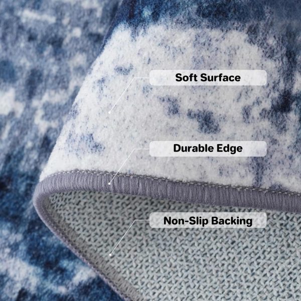 global sourcing modern washable area rug, 2x3 navy and grey small bath rug soft non-slip abstract entryway mat, indoor floor mat accent carpet for bathroom enterance oem/odm services