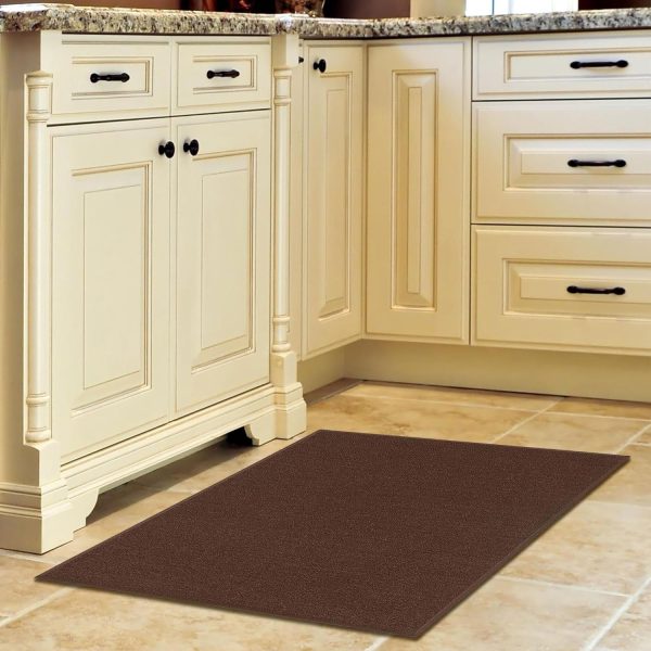 global sourcing machine washable modern solid design non-slip rubberback 2x3 traditional area rug for entryway, bedroom, kitchen, bathroom, 2'3" x 3', brown oem/odm services