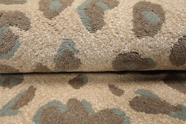 manufacturer direct 7'8''x10' modern leopard print tan wool and bamboo silk oriental rug multi sizes hand tufted for living room, bedroom, dining room, kitchen, hallway carpet trade price