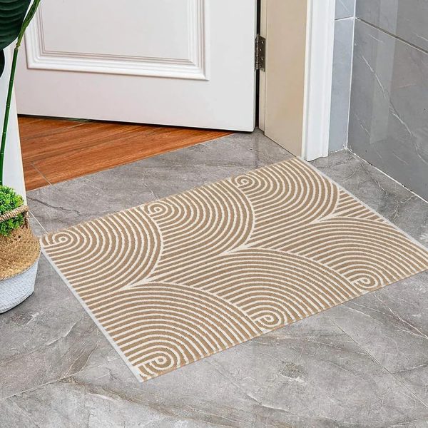 global sourcing tiffasea cotton reversible area rug, 2’x3', tan, machine washable, indoor outdoor, modern geometric pattern, perfect for high-traffic areas oem/odm services