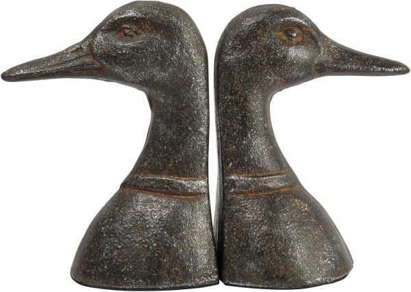 supplier direct creative co-op decorative distressed cast metal duck head bookends, black, set of 2 wholesale prices