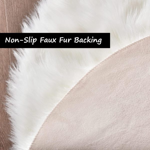 global sourcing goolela faux fur rug throw small white 2x3 sheep skin fluffy washable rug for bedroom dorm bedside rug luxury room decor, rectangle oem/odm services