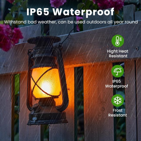 custom wholesale kooper solar lantern outdoor lights, vintage flickering flame solar lanterns lights outdoor waterproof, hanging outdoor solar lanterns lights, rechargeable lantern for camping christmas decor 2 pack oem/odm services