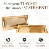wholesale direct decorative gold trays by objet d’art, beaufort rectangular bar tray for living room, ottoman and coffee table, set of 2 trays for candles, liquor, and centerpieces bulk purchase at factory prices