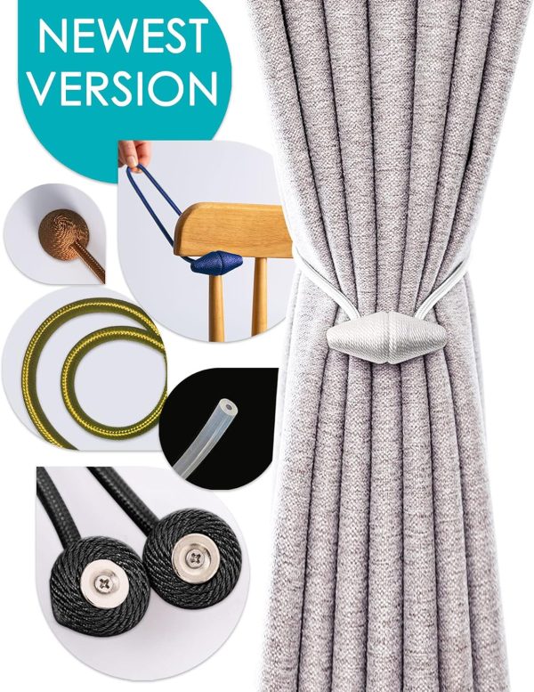 bulk purchase magnetic curtain tiebacks with upgrade larger magnet, 2 pack 16 inch drapery holdbacks for indoor & outdoor curtain - dark coffee factory discount