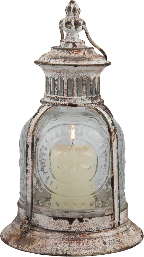 custom wholesale stonebriar antique white metal votive candle lantern with handle oem/odm services