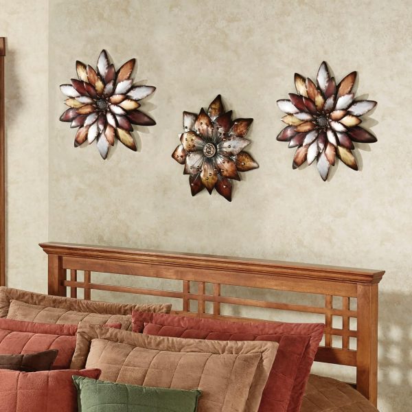 factory direct touch of class arris layered floret wall art - metal - multi metallic - copper, bronze, gold, silver - striking blossom decor for bedroom, living room, dining room, entryway, foyer volume discount