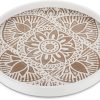 wholesale direct hanobe decorative serving tray round: farmhouse coffee table tray for ottoman boho wooden centerpiece rustic white washed mandala home decor living dining room kitchen counter display bulk purchase at factory prices