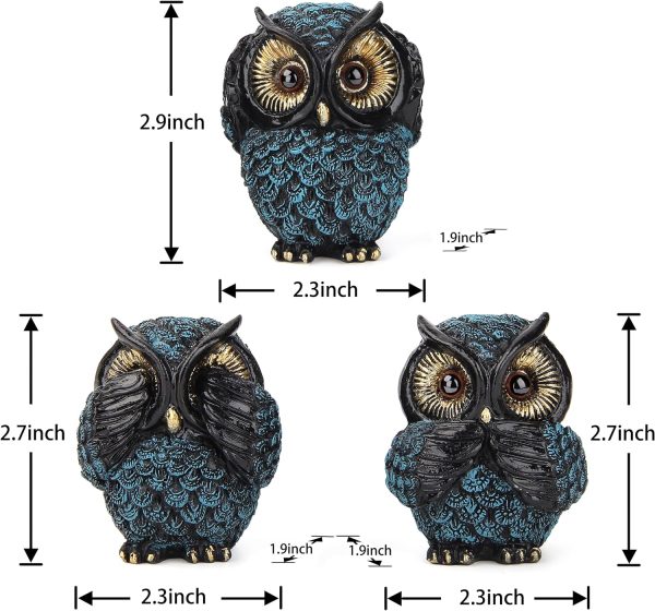 dropship from factory owl figurine and sculptures for shelf decor accents,3 wise owl statue for living room bedroom decoration,retro animal decor,boho gift for women bird lover,see no evil hear no evil speak no evil mass production supply