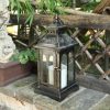 custom wholesale decorkey candle lantern decorative indoor & outdoor, christmas vintage metal hanging lanterns decor for front porch home patio wedding party, halloween decorations (black with copper brush) oem/odm services