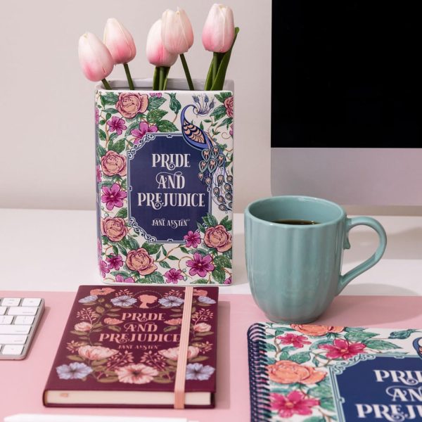 oem/odm services steel mill & co original book-shaped decorative vase, ceramic vases for home decor, cute bookshelf decor, unique vase for book lovers (large - pride and prejudice) affordable bulk deals