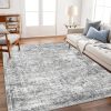 manufacturer direct area rug 6x9 washable rug gray vintage rug traditional floor cover thin rug retro kitchen indoor distressed non slip carpet floral print mat living room bedroom dining room trade price