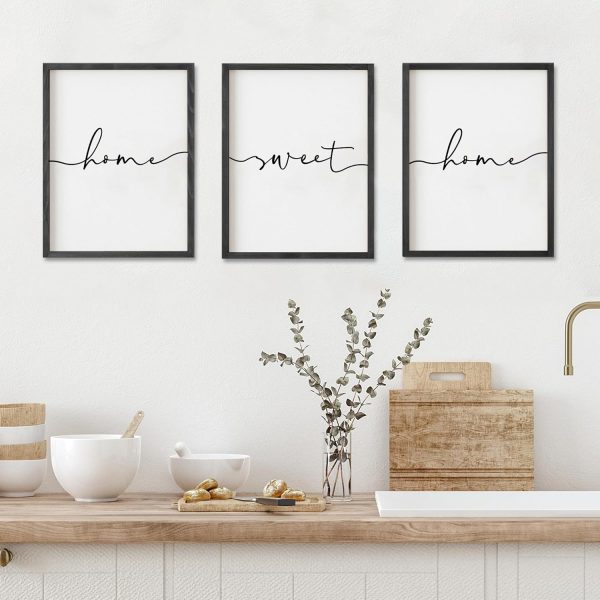 bulk purchase heiple set of 3 framed farmhouse home sweet home sign 11’’x14’’ above bed wall decor for bedroom decor and living room wall art wood signs (black, 11''x14) trade price