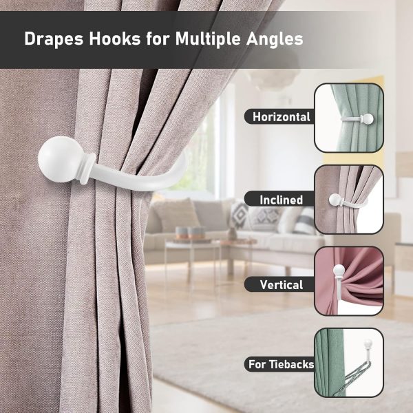 bulk purchase sumnacon set of 2 decorative curtain holdbacks, wall mounted aluminum alloy window drapery tiebacks for bedroom, livingroom office come with screws, white factory discount