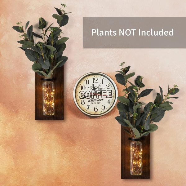 bulk purchase 2 pack wood wall sconces farmhouse decor, wall planters for indoor plants, wood glass rustic wall decor for living room, farmhouse wall hanging glass wall vase sconces (brown) trade price
