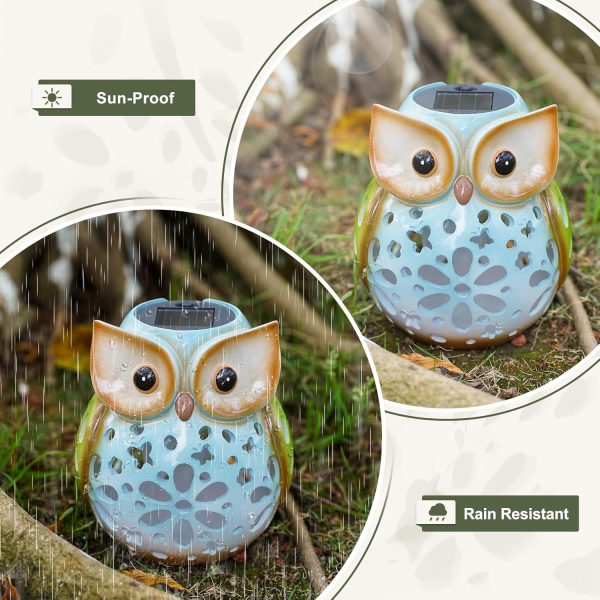 dropship from factory mininova garden statues owl solar lantern hollow out waterproof resin outdoor ornaments decorative lights for outside patio porch yard gifts mass production supply