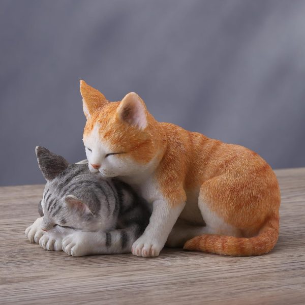 dropship from factory 5.13 inch sleeping tabby kittens decorative figurine, orange and gray mass production supply